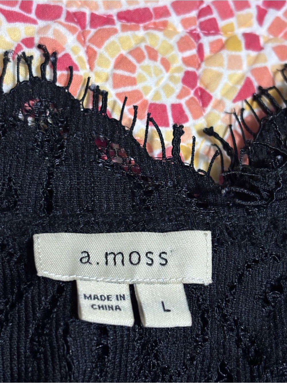 a.moss Black Sheer Floral Lace Sleeveless Top Keyhole Back Size L - Picture 6 of 6